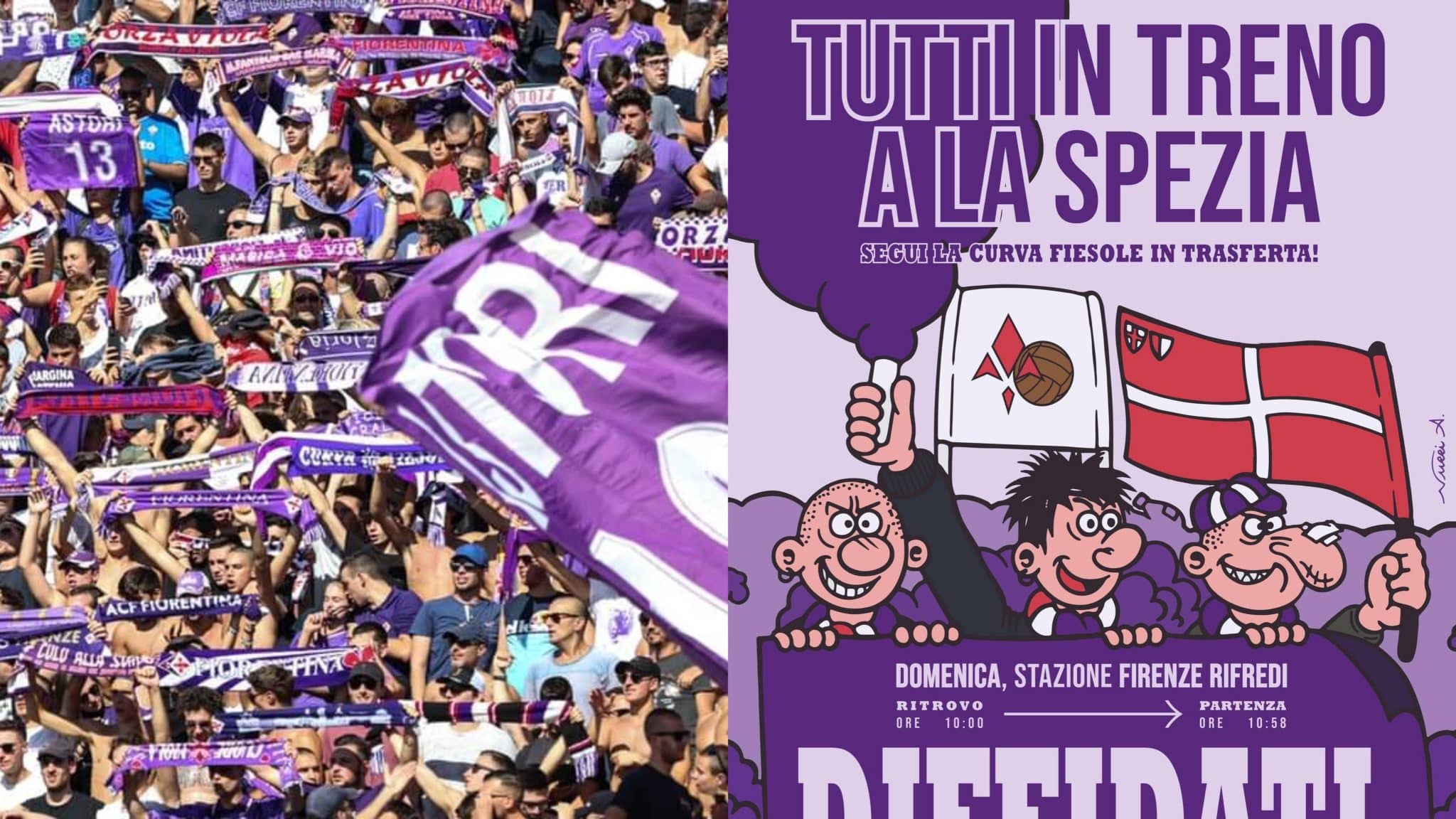 « Tout le monde dans le train pour La Spezia ».  La Curva Fiesole repoussera également la Fiorentina vers le Peak
