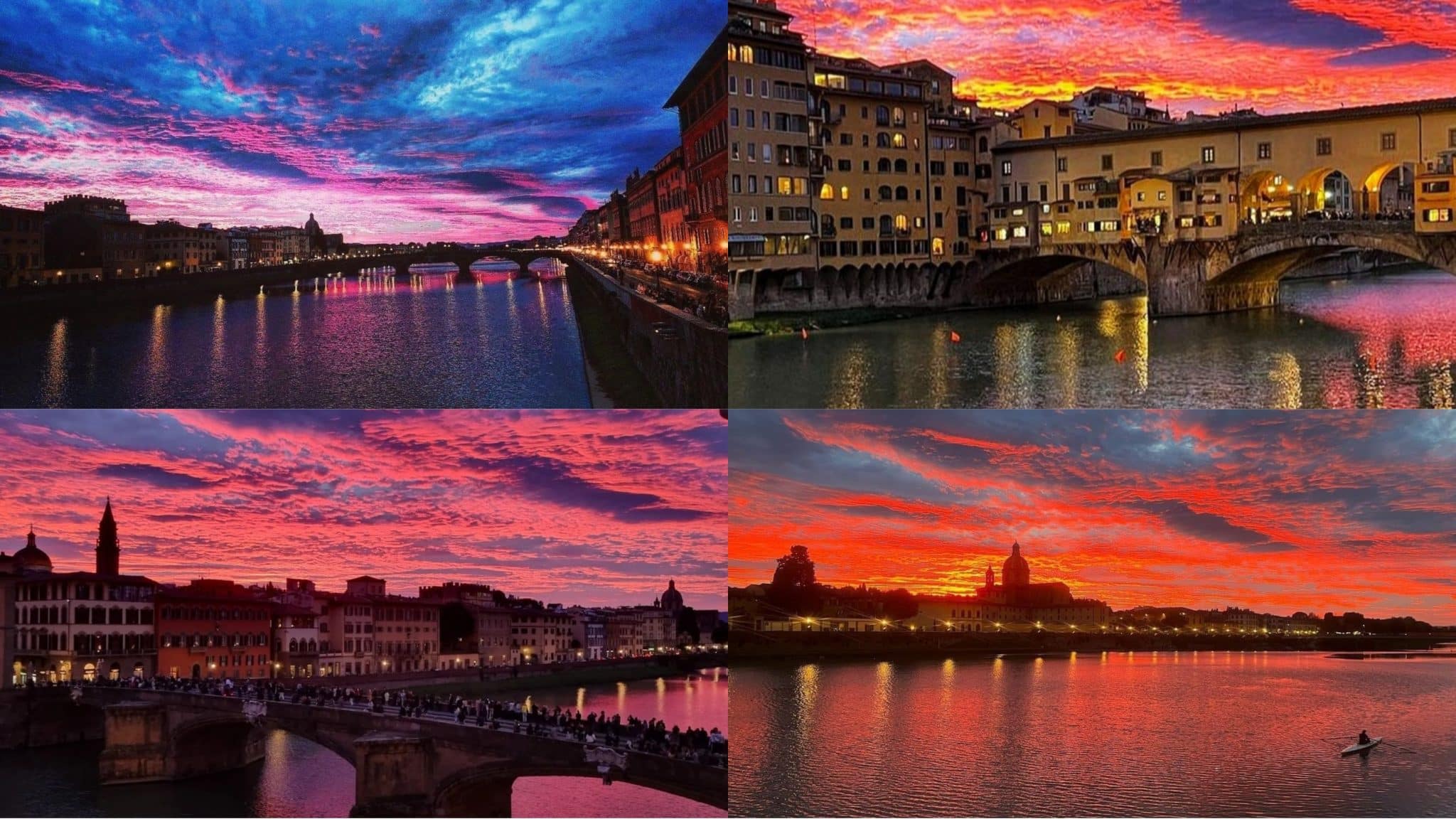 Le coucher de soleil à Florence est un spectacle, les photos sont un triomphe de beauté, des couleurs merveilleuses