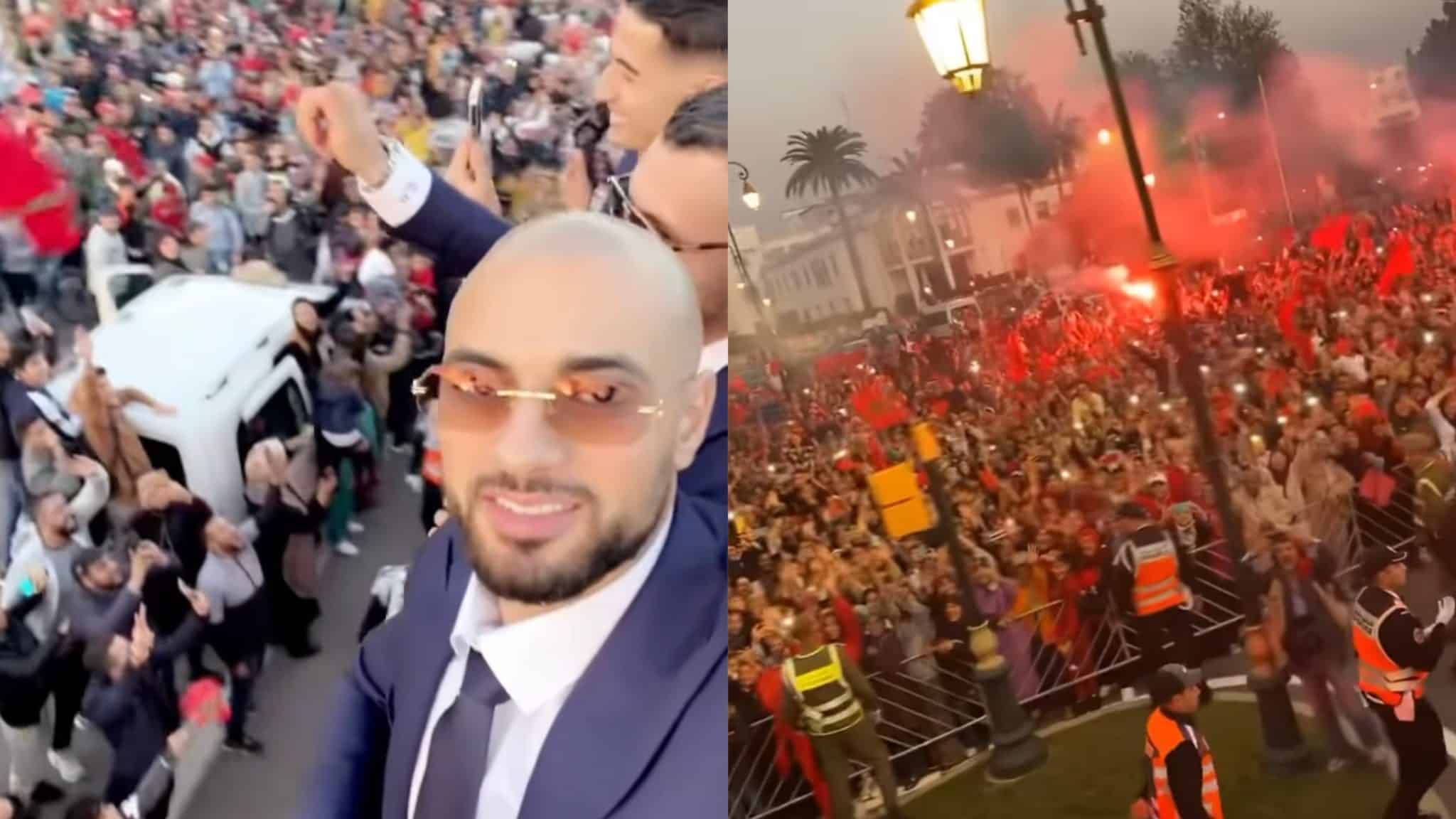 Amrabat au Maroc pour célébrer l&rsquo;exploit à la Coupe du monde.  Déluge de personnes à Rabat