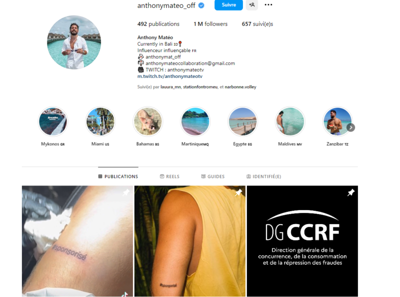 Puni par la DGCCRF, l’influenceur Anthony Mateo tatoue le mot « sponsorisé » sur son corps